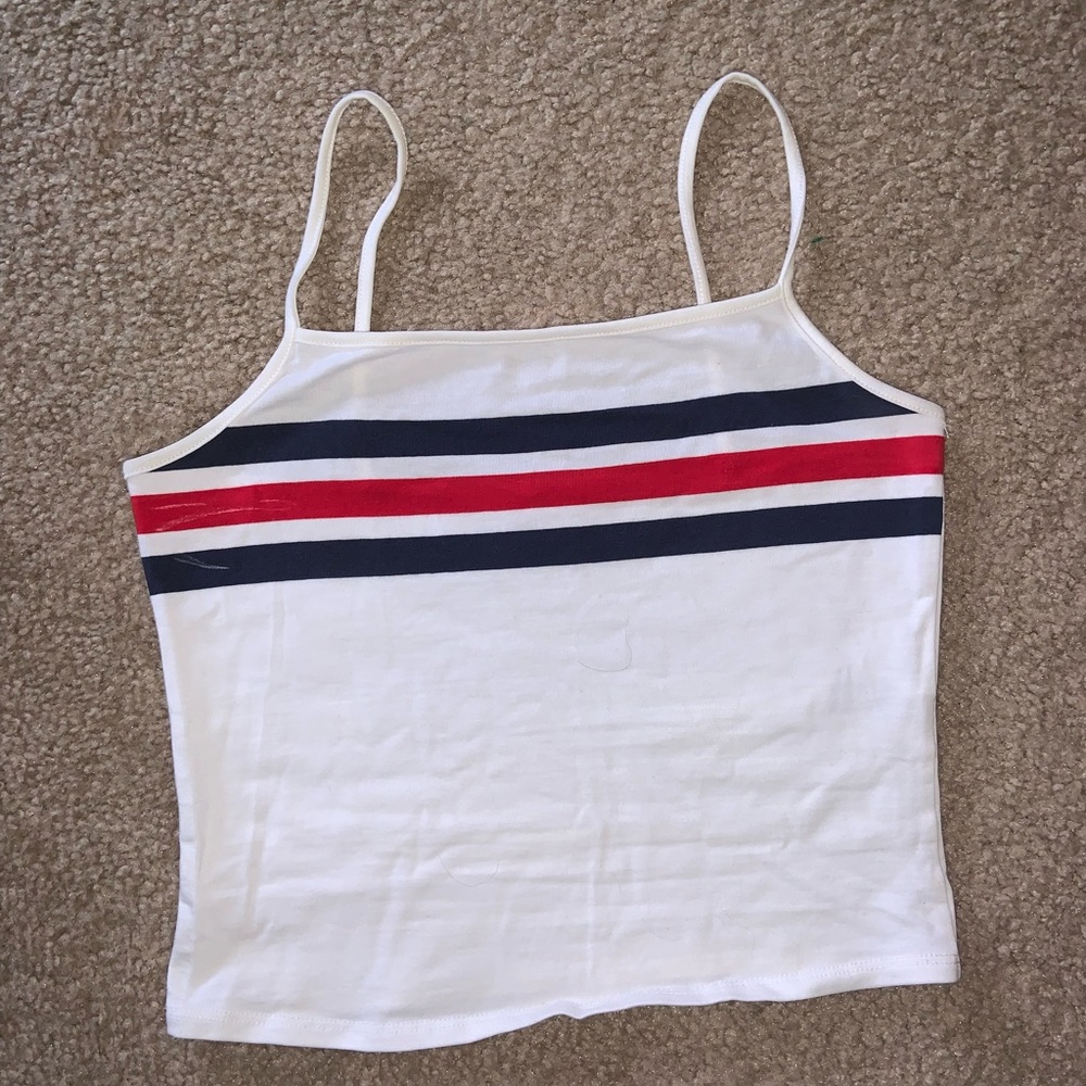 garage size small red white and blue tank top